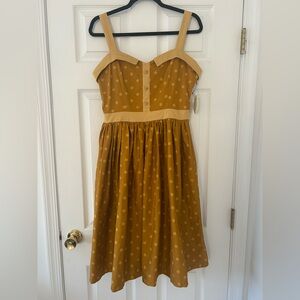NWT Lindy Bop Imelda Mustard Polka Dot Dress